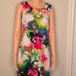 Worthington Abstract Floral Print Sleeveless Dress, Size Small